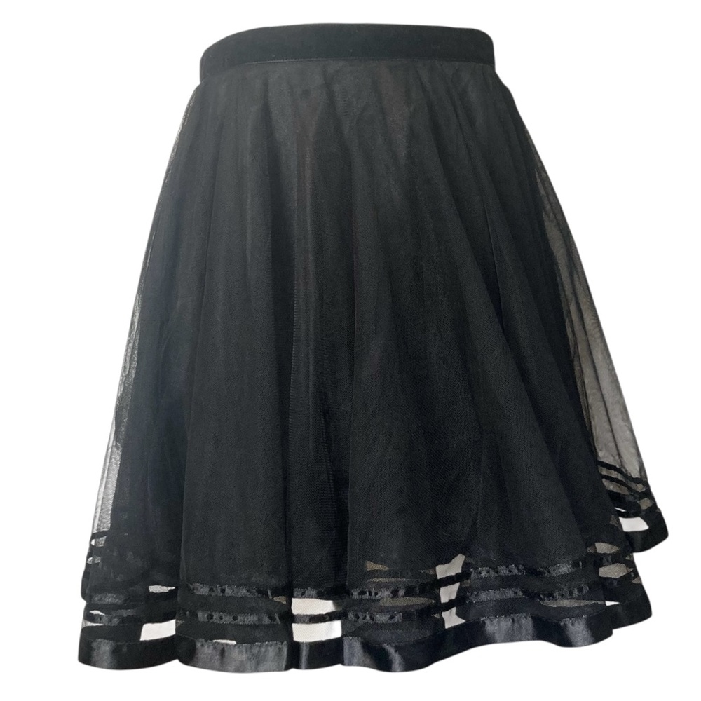 Hazel Sheer Tulle Mesh and Ribbon Skirt Women’s Medium Black